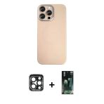 Pilelistore™ İphone 15 Pro Max Kılıf Eksen Prime - Şeffaf 360 Full Body Arka Koruyucu + Pvd Metal Kamera Lens - Lt