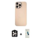 Pilelistore™ İphone 15 Pro Max Kılıf Eksen Prime - Şeffaf Pasifik Cam Ekran Koruyucu + Pvd Metal Kamera Lens - Tu