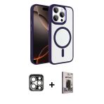 Pilelistore™ İphone 15 Pro Max Kılıf Kıvılcım Prime - Siyah Bilvis Hayalet Cam Ekran Koruyucu + Pvd Metal Kamera Lens -