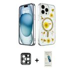 Pilelistore™ İphone 15 Pro Max Kılıf Kozmos Doku - Şeffaf Pasifik Cam Ekran Koruyucu + Pvd Metal Kamera Lens - Lt