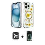 Pilelistore™ İphone 15 Pro Max Kılıf Kozmos Doku - Siyah 360 Mat Full Body Arka Koruyucu + Pvd Metal Kamera Lens - Sh