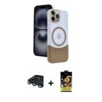 Pilelistore™ İphone 15 Pro Max Kılıf Kozmos Form Özel Seri - Siyah Buffer Cam Ekran Koruyucu + Raze Metal Kamera Lens -