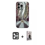 Pilelistore™ İphone 15 Pro Max Kılıf Nova Doku Prime - Siyah Bilvis Hayalet Cam Ekran Koruyucu + Pvd Metal Kamera Lens -