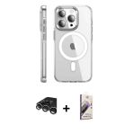 Pilelistore™ İphone 15 Pro Max Kılıf Nova Doku - Siyah Bilvis 3D Mat Cam Ekran Koruyucu + Raze Metal Kamera Lens - Gs
