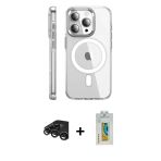 Pilelistore™ İphone 15 Pro Max Kılıf Nova Doku - Siyah Polymer Nano Ekran Koruyucu + Raze Metal Kamera Lens - Tmgı