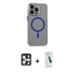 Pilelistore™ İphone 15 Pro Max Kılıf Odak Form Özel Seri - Şeffaf Pasifik Cam Ekran Koruyucu + Pvd Metal Kamera Lens - L