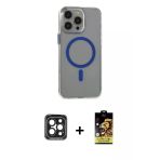 Pilelistore™ İphone 15 Pro Max Kılıf Odak Form Özel Seri - Siyah Buffer Cam Ekran Koruyucu + Pvd Metal Kamera Lens - Sh