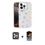Pilelistore™ İphone 15 Pro Max Kılıf Odak Prime - Siyah Buffer Hayalet Cam Ekran Koruyucu + Pvd Metal Kamera Lens - Sh