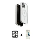 Pilelistore™ İphone 15 Pro Max Kılıf Pusula Form Serisi - Şeffaf Pasifik Cam Ekran Koruyucu + Pvd Metal Kamera Lens - Gs