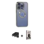 Pilelistore™ İphone 15 Pro Max Kılıf Pusula Form - Siyah Bilvis Hayalet Cam Ekran Koruyucu + Raze Metal Kamera Lens - Gs