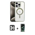 Pilelistore™ İphone 15 Pro Max Kılıf Siluet Çizgi Serisi - Siyah 360 Mat Full Body Arka Koruyucu + Pvd Metal Kamera Lens