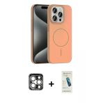 Pilelistore™ İphone 15 Pro Max Kılıf Siluet Doku Özel Seri - Şeffaf Pasifik Cam Ekran Koruyucu + Pvd Metal Kamera Lens -