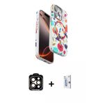 Pilelistore™ İphone 15 Pro Max Kılıf Siluet Doku - Siyah Bilvis 0.18Mm Plus Cam Ekran Koruyucu + Pvd Metal Kamera Lens -