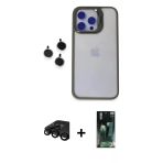Pilelistore™ İphone 15 Pro Max Kılıf Yankı Asil Serisi - Şeffaf 360 Full Body Arka Koruyucu + Raze Metal Kamera Lens - S