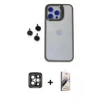 Pilelistore™ İphone 15 Pro Max Kılıf Yankı Asil Serisi - Siyah Bilvis 3D Mat Cam Ekran Koruyucu + Pvd Metal Kamera Lens