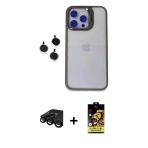 Pilelistore™ İphone 15 Pro Max Kılıf Yankı Asil Serisi - Siyah Buffer Cam Ekran Koruyucu + Raze Metal Kamera Lens - Sh