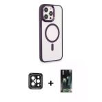 Pilelistore™ İphone 15 Pro Max Kılıf Yankı Işık Özel Seri - Şeffaf 360 Full Body Arka Koruyucu + Pvd Metal Kamera Lens -