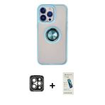 Pilelistore™ İphone 15 Pro Max Kılıf Yörünge Çizgi - Şeffaf Pasifik Cam Ekran Koruyucu + Pvd Metal Kamera Lens - Gı