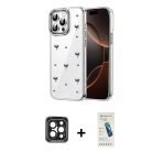 Pilelistore™ İphone 15 Pro Max Kılıf Yörünge Form - Şeffaf Pasifik Cam Ekran Koruyucu + Pvd Metal Kamera Lens - Sh
