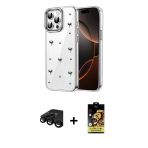 Pilelistore™ İphone 15 Pro Max Kılıf Yörünge Form - Siyah Buffer Cam Ekran Koruyucu + Raze Metal Kamera Lens - Sh