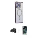 Pilelistore™ İphone 15 Pro Max Kılıf Zirve Doku Prime - Siyah 360 Mat Full Body Arka Koruyucu + Raze Metal Kamera Lens -