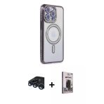 Pilelistore™ İphone 15 Pro Max Kılıf Zirve Doku Prime - Siyah Bilvis Hayalet Cam Ekran Koruyucu + Raze Metal Kamera Lens