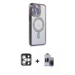 Pilelistore™ İphone 15 Pro Max Kılıf Zirve Doku Prime - Siyah Vanessa Magic Hayalet Cam + Pvd Metal Kamera Lens - Gs