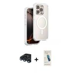 Pilelistore™ İphone 15 Pro Max Kılıf Zirve Klasik Prime - Şeffaf Pasifik Cam Ekran Koruyucu + Raze Metal Kamera Lens - L