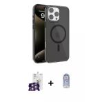 Pilelistore™ İphone 16 Pro Max Kılıf Doruk Doku Özel Seri - Siyah Joko Magic 5D Cam + Bilvis Titan Kamera Lens - Gs