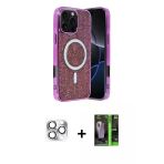 Pilelistore™ İphone 16 Pro Max Kılıf Eksen Çizgi - Şeffaf 360 Full Body Arka Koruyucu + Pers Alüminyum Kamera Lens - Gs