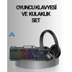 Pilelistore- Işıklı Oyuncu Klavye Mouse Ve Bluetooth Kulaklık Seti Türkçe Q Usb