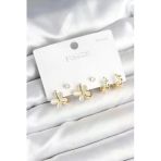 pilelistore Kelebek Model Gold Renk Pirinç 925 Ayar Gümüş Çivili Kadın Küpe Seti - TJ-BKP11271