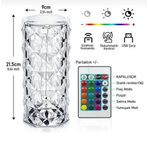 Pilelistore Kristal Elmas Led Dokunmatik Şarjlı Kumandalı Masa Lambası Rgb