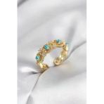 Pilelistore Mavi Taşlı Gold Renk Vintage Yüzük - Tj-Byk4141