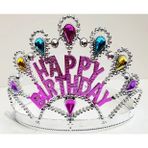 pilelistore Parti Aksesuar Gümüş Renk Happy Birthday Yazılı Doğum Günü Tacı 60 cm