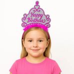 pilelistore Pembe Happy Birthday Prenses Tacı – Doğum Günü Taç Aksesuarı