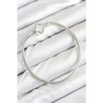 pilelistore Pirinç Charm Zirkon Taşlı Yonca Model Gümüş Renk Kadın Bileklik - TJ-BB7799