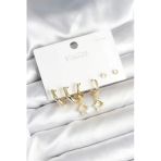 pilelistore Pirinç Gold Renk 925 Ayar Gümüş Çivili Kadın Küpe Seti - TJ-BKP11260