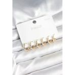 pilelistore Pirinç Gold Renk Baklalı Halka 925 Gümüş Çivi Kadın Küpe Seti - TJ-BKP11255