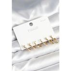 pilelistore Pirinç Gold Renk Kalp Yıldız ve Halka Model 925 Ayar Gümüş Çivili Kadın Küpe Seti - TJ-B