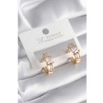 pilelistore Pirinç Gold Renk Kare Zirkon Taşlı Kadın Küpe - TJ-BKP8352