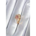 Pilelistore Pirinç Gold Renk Pembe Zirkon Taş Kalp Charm Model Kadın Yüzük - Tj-Byk2860