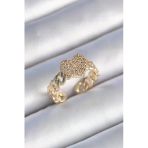 pilelistore Pirinç Gold Renk Zincir Kordon Zirkon Taşlı Kalp Model Kadın Yüzük - TJ-BYK3485