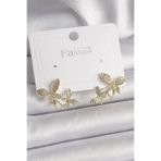 pilelistore Pirinç Gold Renk Zirkon Taşlı Kelebek Model Kadın Küpe - TJ-BKP9838