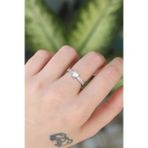 pilelistore Pirinç Gümüş Renk Ayarlanabilir Zirkon Taşlı Minimal Kalp Yüzük - TJ-BYK3193