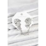 Pilelistore Pirinç Gümüş Renk Kelebek Model Zincir Bağlantılı Ear Cuff Küpe Seti - Tj-Bkp11535