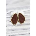 pilelistore Pirinç Kahverengi Mineli Damla Model Vintage Plaka Kadın Küpe - TJ-BKP11595