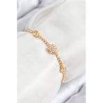 Pilelistore Pirinç Zirkon Taşlı Kar Tanesi Model Gold Renk Asansörlü Kadın Bileklik - Tj-Bb7723