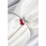 pilelistore Pirinç Zirkon Taşlı Kiraz Model Gümüş Renk Asansörlü Kadın Bileklik - TJ-BB7454