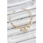 Pilelistore Pirinç Zirkon Taşlı Yıldız Model Gold Renk Charm Bileklik - Tj-Bb7352